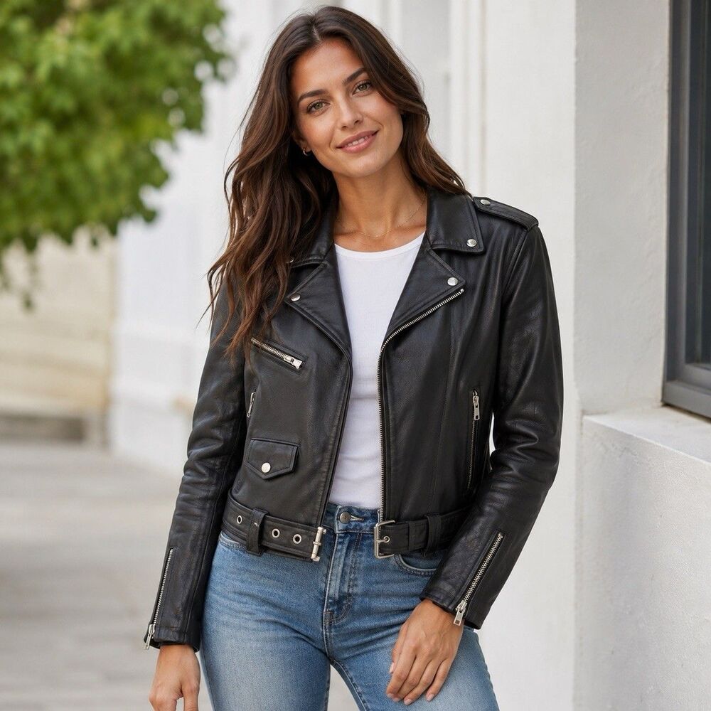 Vintage Virginia Slims Black Leather Jacket Large